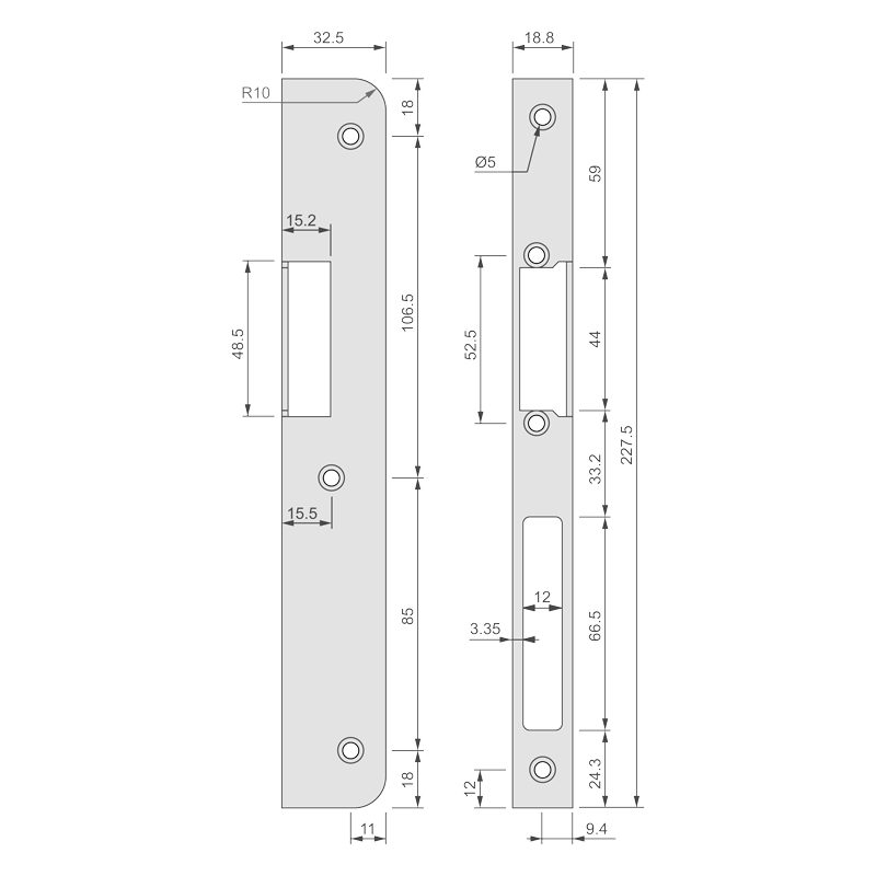 Têtière d'angle pour gâches électriques étroites SERIE 5
