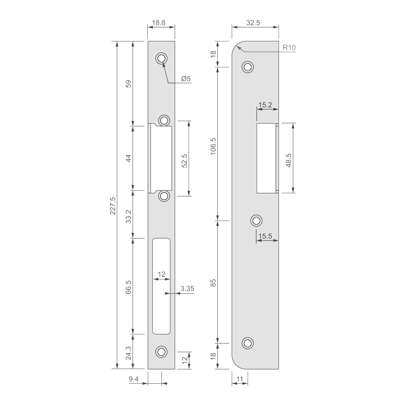 Têtière d'angle pour gâches électriques étroites SERIE 5
